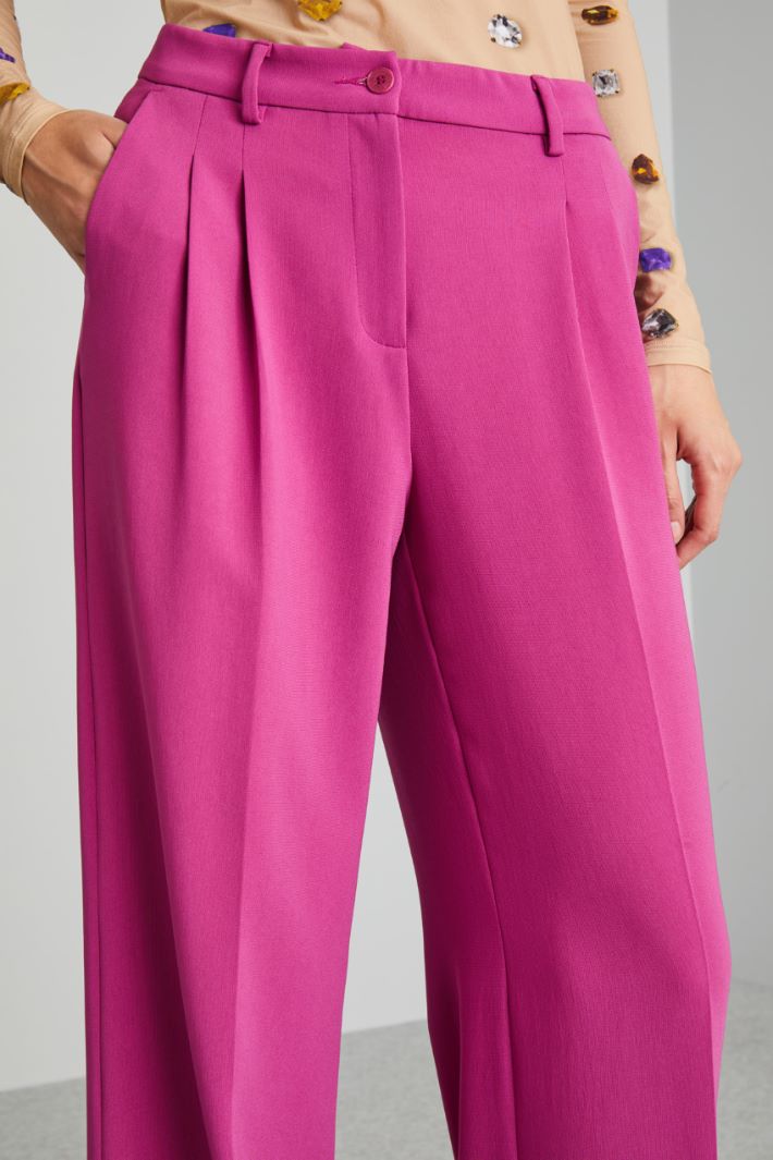 Pantaloni a palazzo in cady - CICLAMINO - Fashion Market - 3