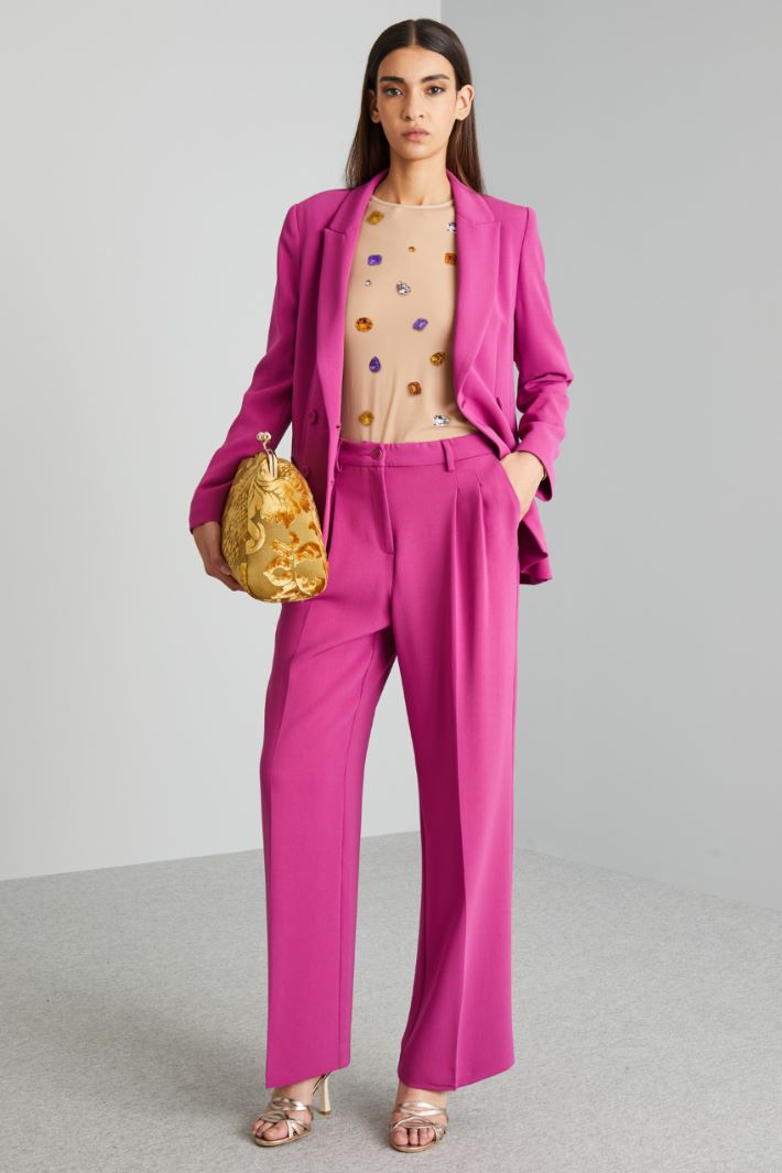 Pantaloni a palazzo in cady - CICLAMINO - Fashion Market