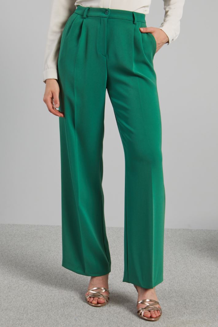 Pantaloni a palazzo in cady - VERDE PRATO - Fashion Market - 2