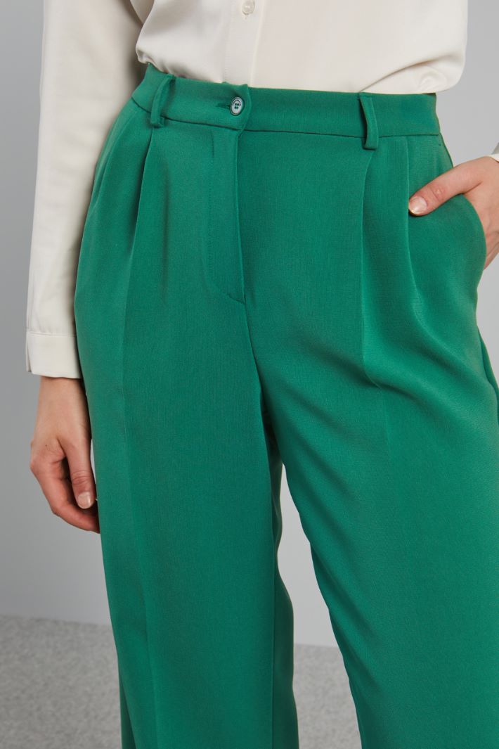 Pantaloni a palazzo in cady - VERDE PRATO - Fashion Market - 3
