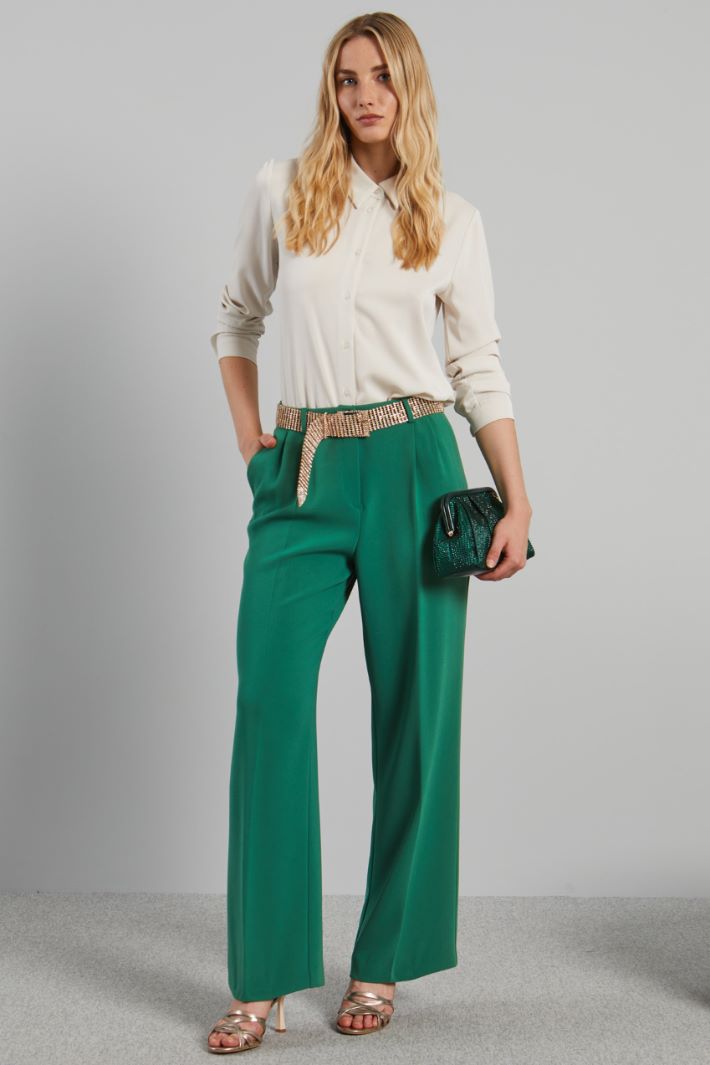 Pantaloni a palazzo in cady - VERDE PRATO - Fashion Market