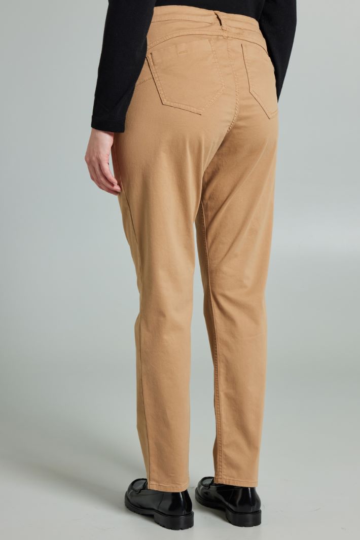 Pantaloni in raso di cotone - CAMMELLO - Fashion Market - 4