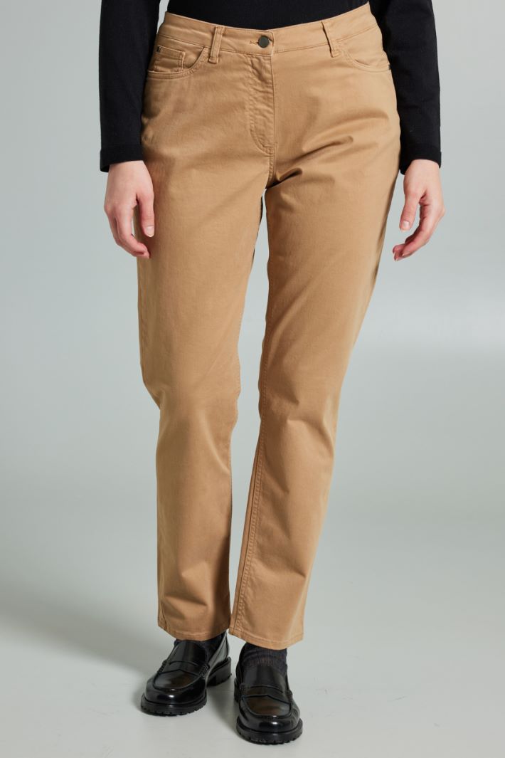 Pantaloni in raso di cotone - CAMMELLO - Fashion Market - 2