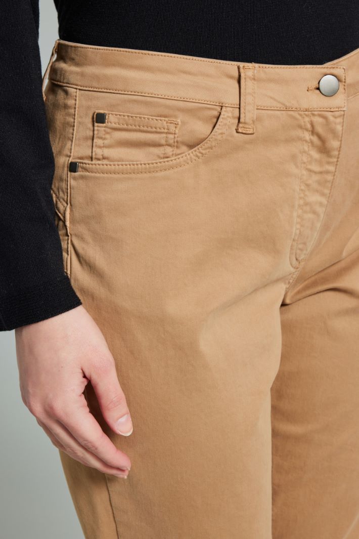 Pantaloni in raso di cotone - CAMMELLO - Fashion Market - 3