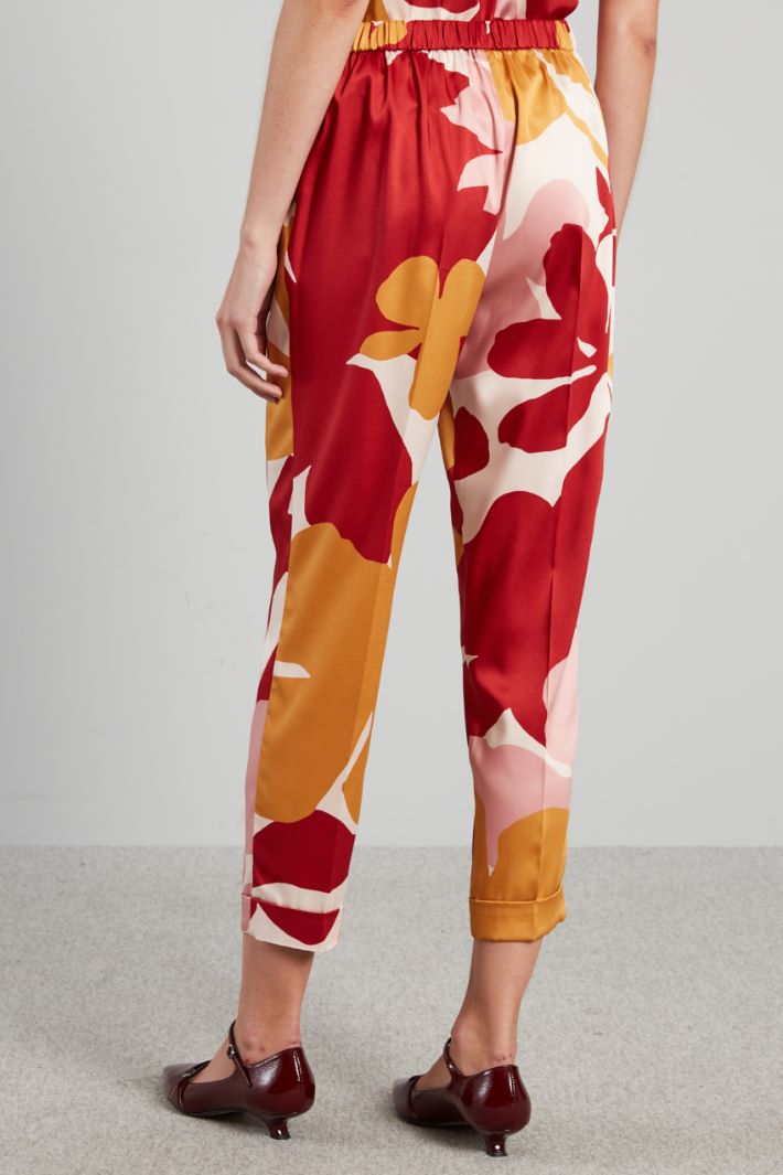 Pantaloni in twill a fantasia - FRAGOLA SENAPE AVORIO - Fashion Market - 4