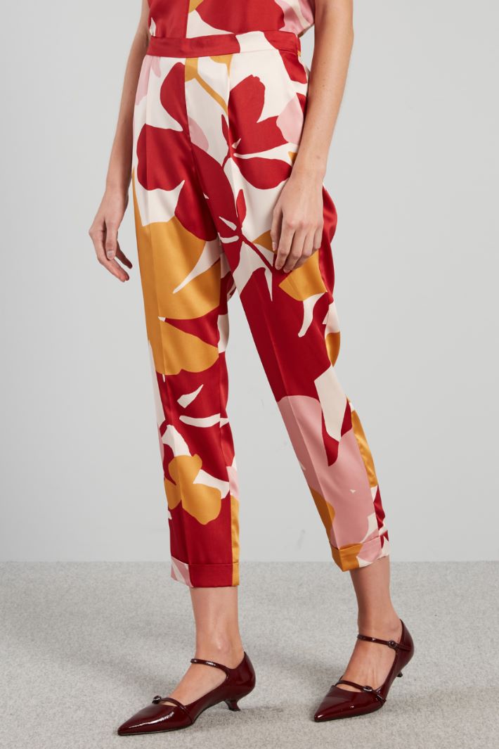 Pantaloni in twill a fantasia - FRAGOLA SENAPE AVORIO - Fashion Market - 2