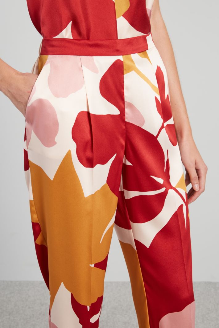 Pantaloni in twill a fantasia - FRAGOLA SENAPE AVORIO - Fashion Market - 3