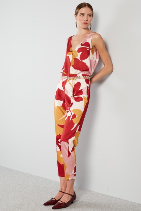 Pantaloni in twill a fantasia - Fashion Market
