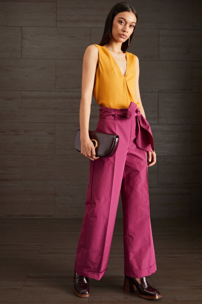 Pantaloni in taffetà - CICLAMINO - Fashion Market