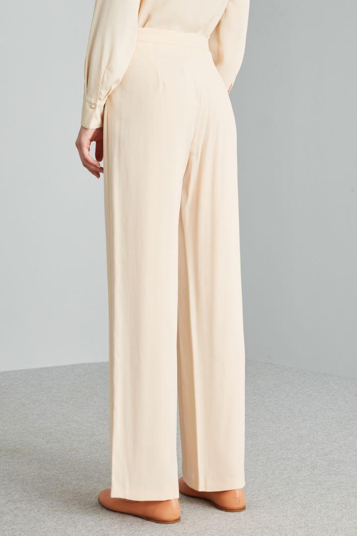 Pantaloni a palazzo in viscosa - BEIGE CHIARO - Fashion Market - 4