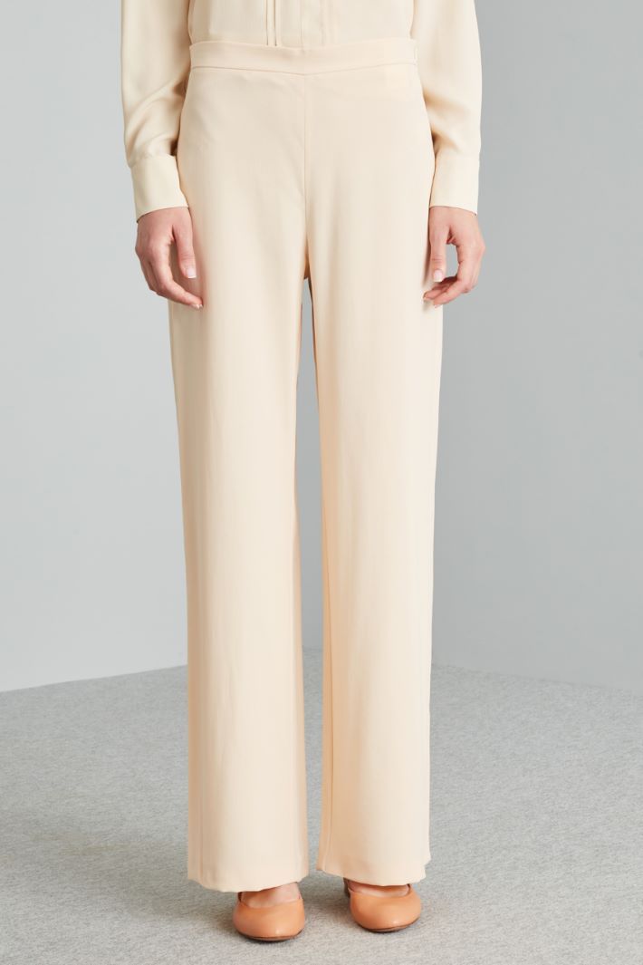 Pantaloni a palazzo in viscosa - BEIGE CHIARO - Fashion Market - 2