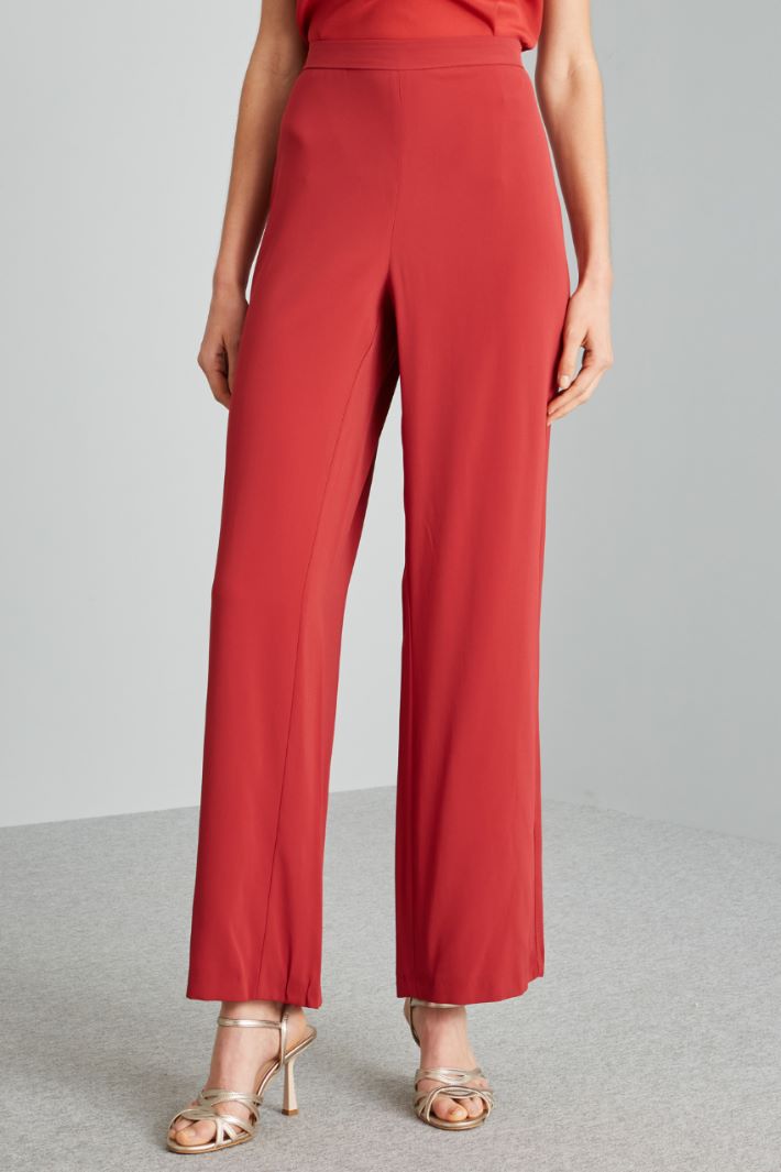 Pantaloni a palazzo in viscosa - ROSSO FRAGOLA - Fashion Market - 2
