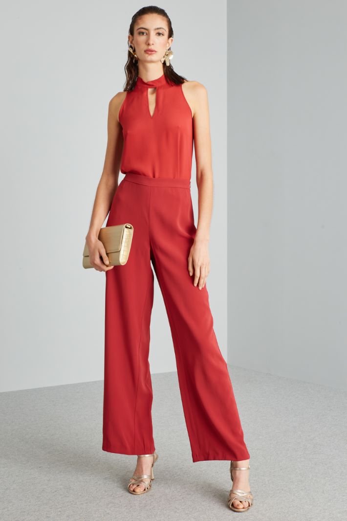 Pantaloni a palazzo in viscosa - ROSSO FRAGOLA - Fashion Market