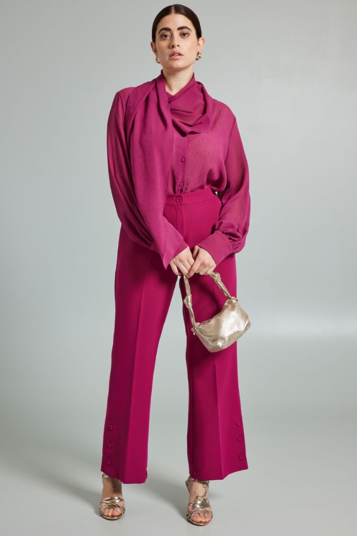 Pantaloni flare con bottoni - CICLAMINO - Fashion Market