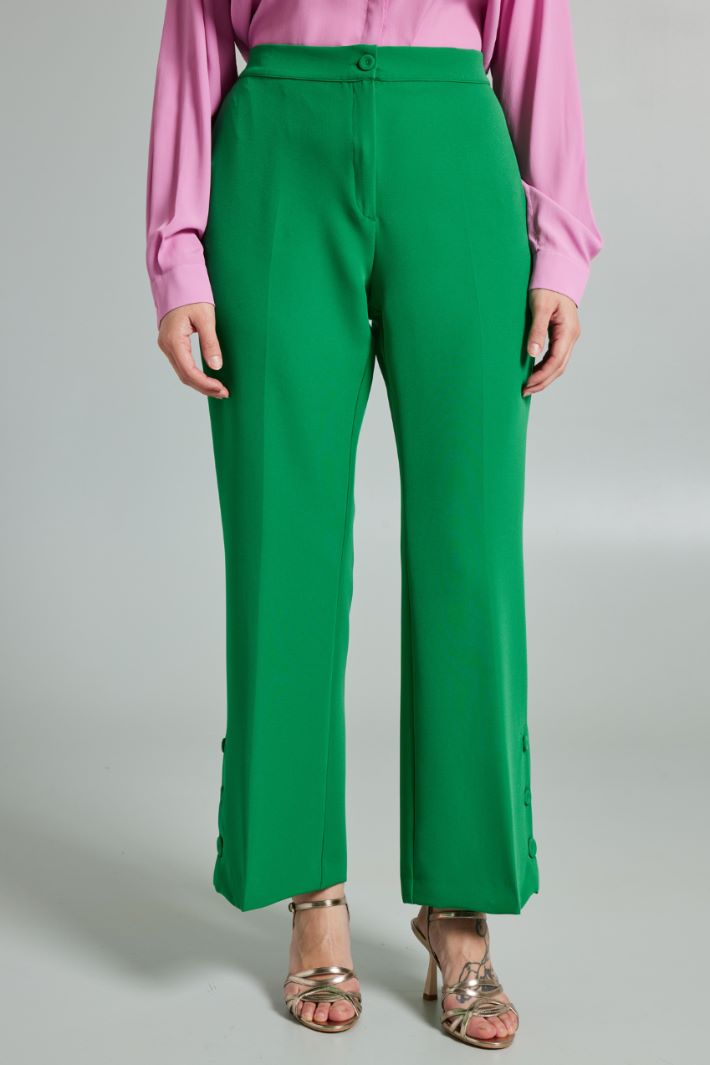 Pantaloni flare con bottoni - VERDE PRATO - Fashion Market - 2