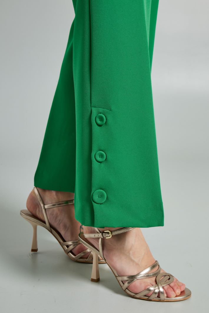 Pantaloni flare con bottoni - VERDE PRATO - Fashion Market - 3