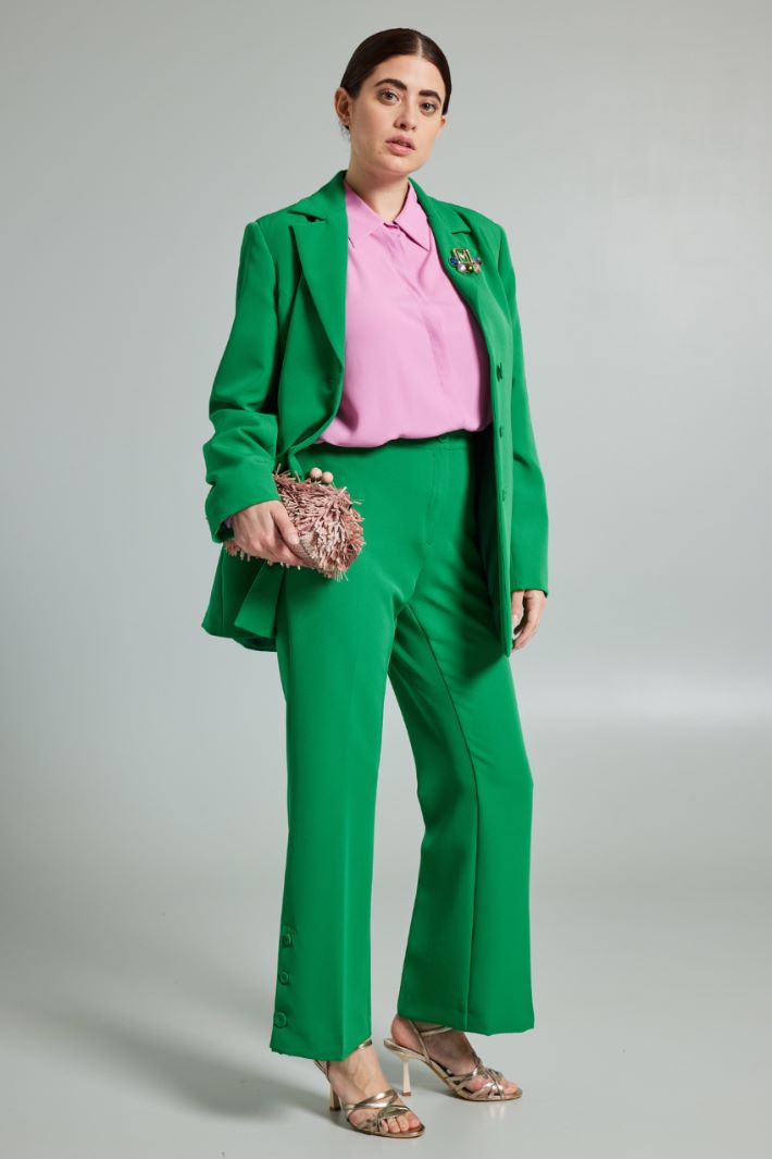 Pantaloni flare con bottoni - VERDE PRATO - Fashion Market