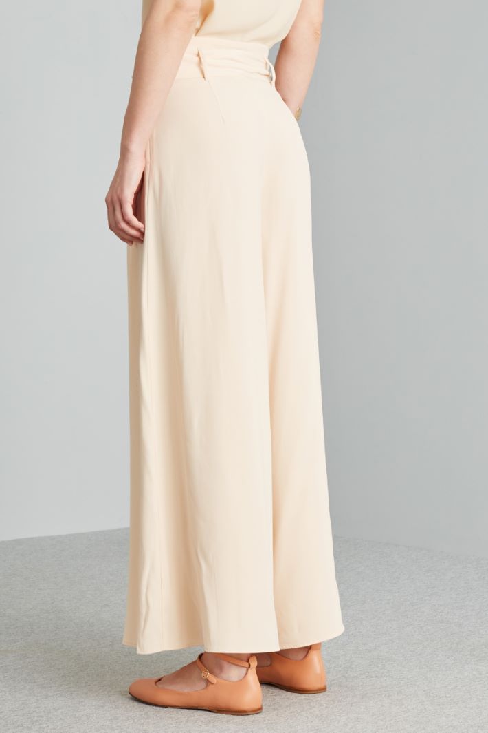 Pantaloni ampi con cintura - BEIGE CHIARO - Fashion Market - 4