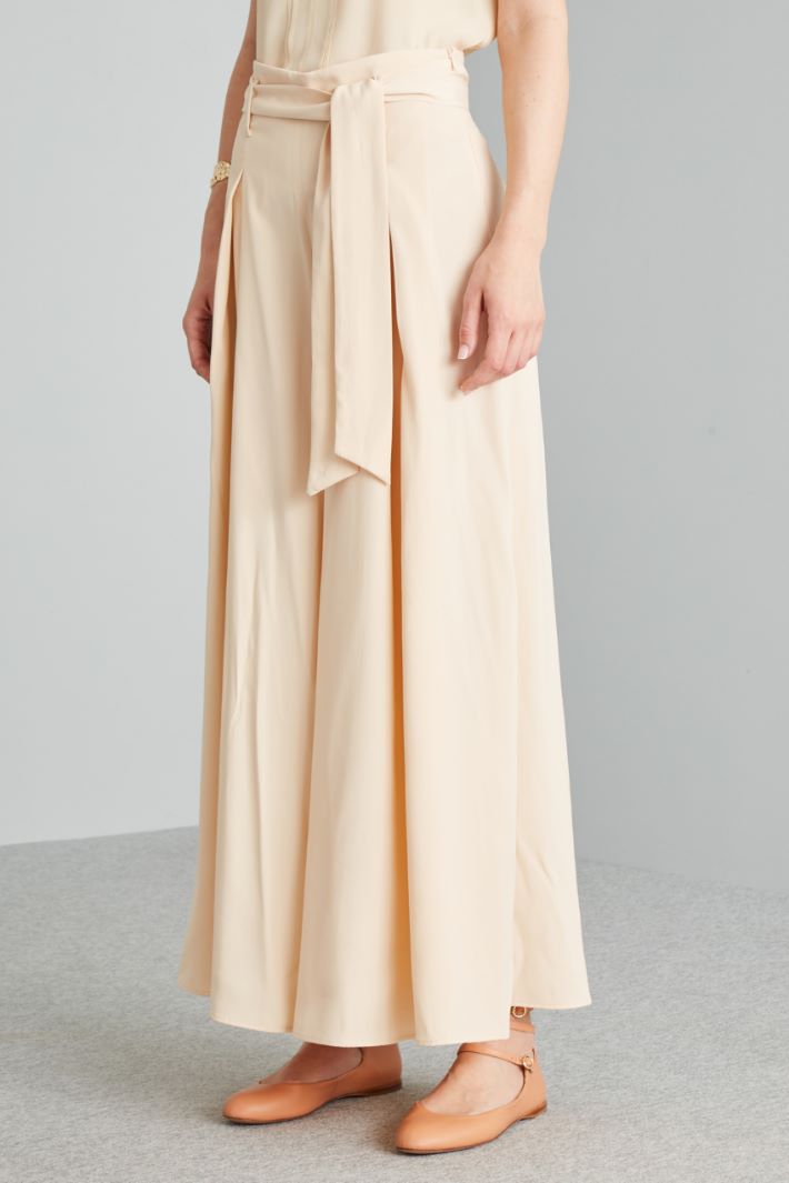 Pantaloni ampi con cintura - BEIGE CHIARO - Fashion Market - 2