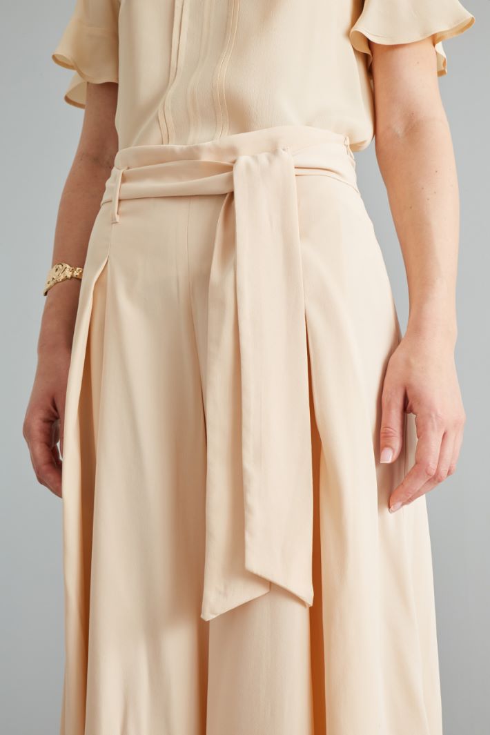 Pantaloni ampi con cintura - BEIGE CHIARO - Fashion Market - 3
