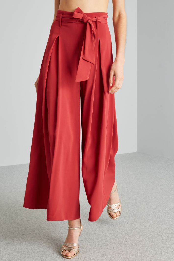 Pantaloni ampi con cintura - ROSSO FRAGOLA - Fashion Market - 2