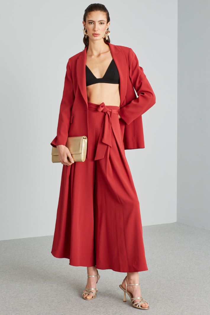 Pantaloni ampi con cintura - ROSSO FRAGOLA - Fashion Market