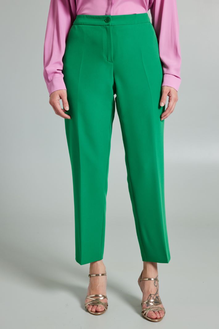 Pantaloni in tessuto fluido - VERDE PRATO - Fashion Market - 2