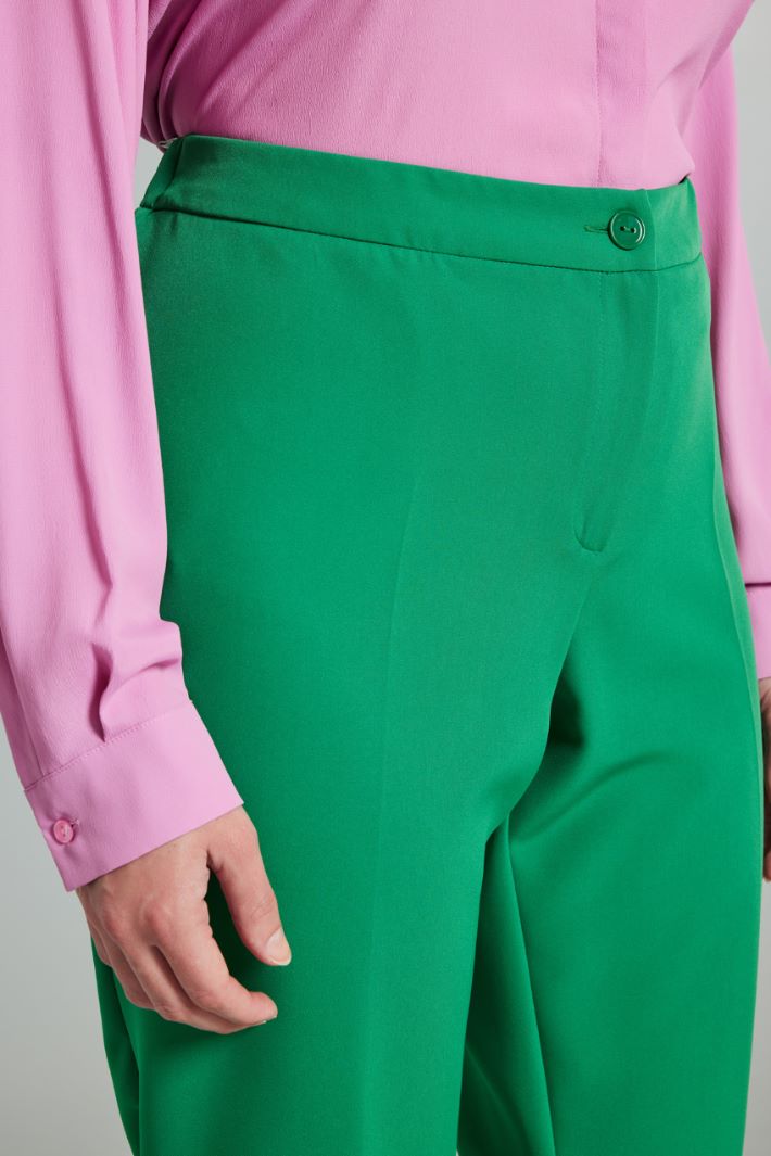 Pantaloni in tessuto fluido - VERDE PRATO - Fashion Market - 3
