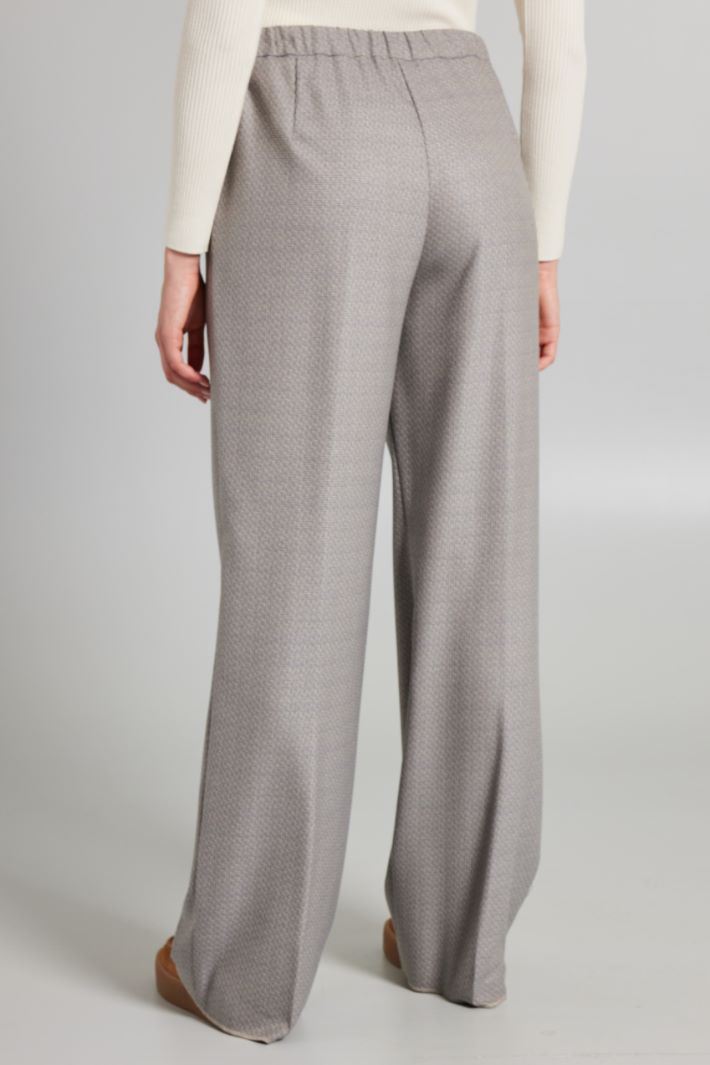 Pantaloni in flanella tinto filo - AZZURRO LATTE TABACCO - Fashion Market - 4