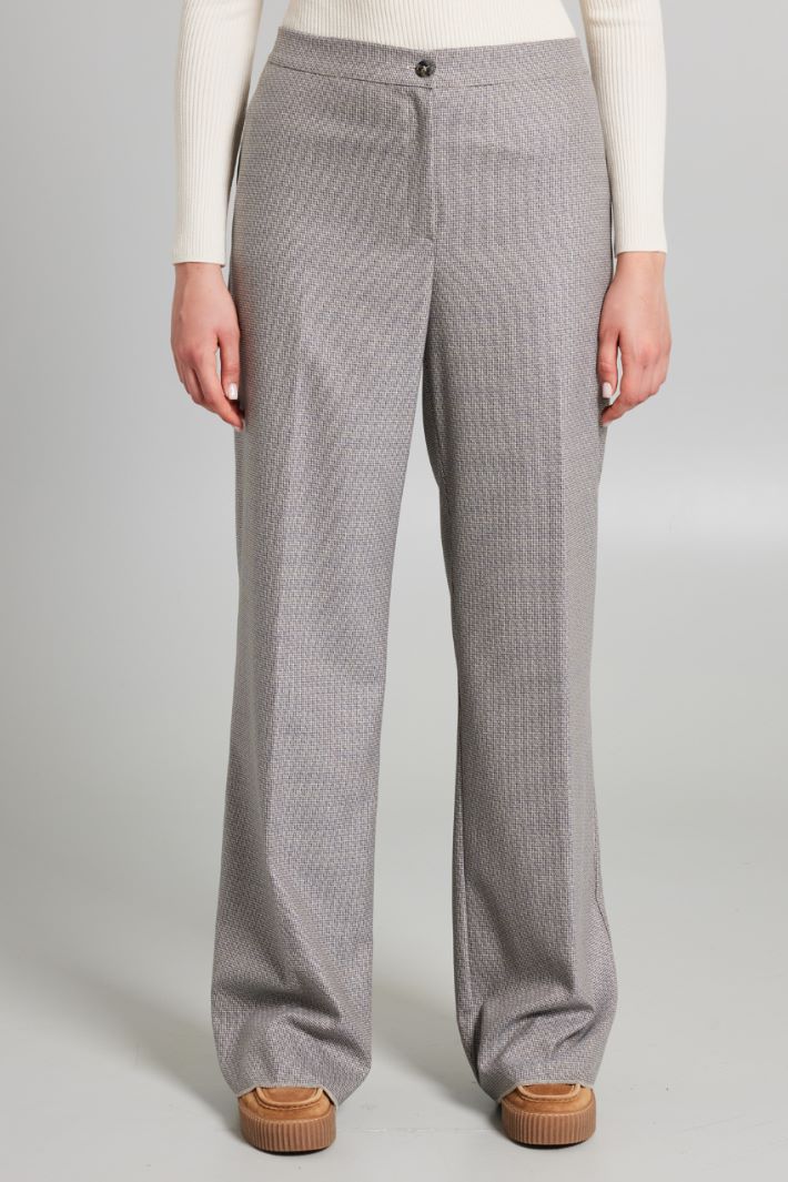 Pantaloni in flanella tinto filo - AZZURRO LATTE TABACCO - Fashion Market - 2
