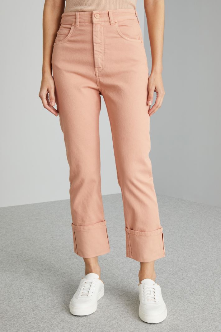 Pantaloni in bull con risvolto - ROSA PALLIDO - Fashion Market - 2