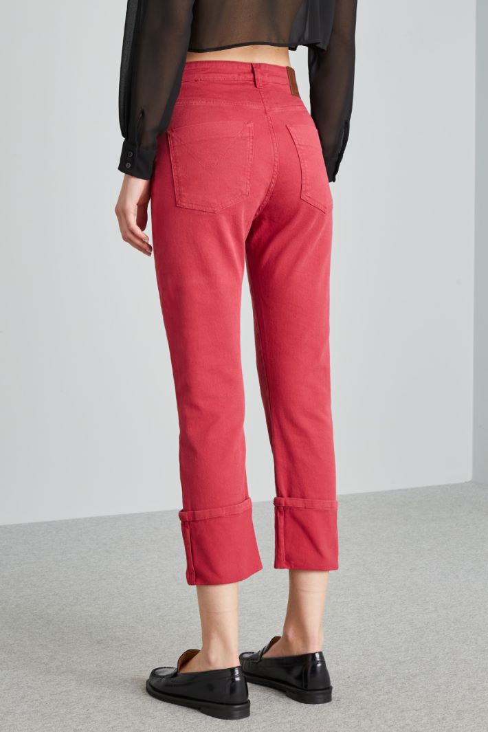 Pantaloni in bull con risvolto - LAMPONE - Fashion Market - 4