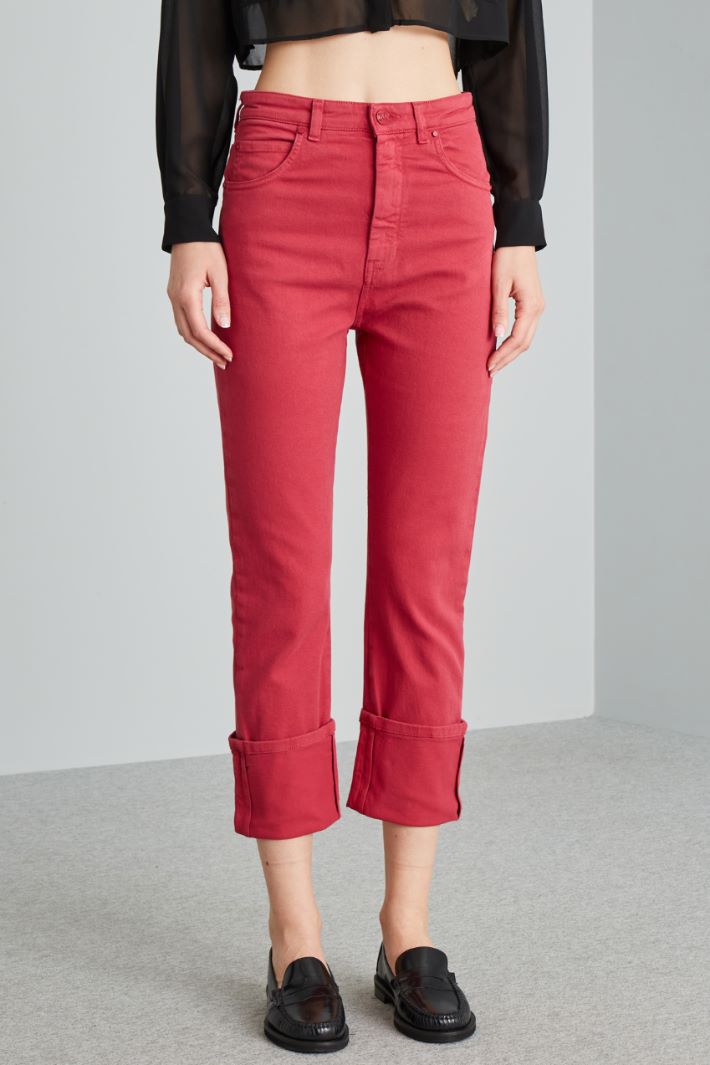Pantaloni in bull con risvolto - LAMPONE - Fashion Market - 2