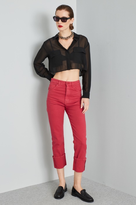 Pantaloni in bull con risvolto - Fashion Market