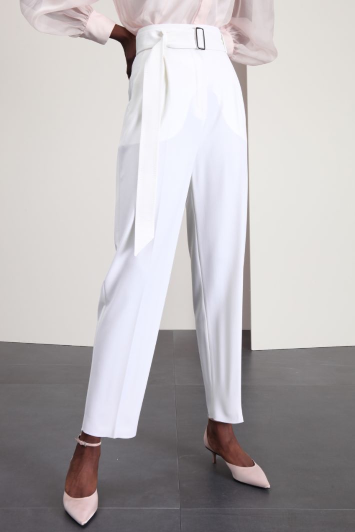 Pantaloni in crepé di lana - PANNA - Fashion Market - 4