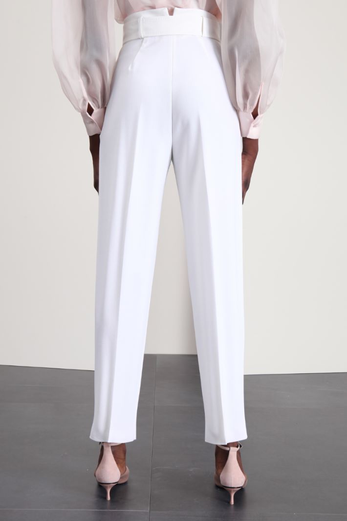 Pantaloni in crepé di lana - PANNA - Fashion Market - 3