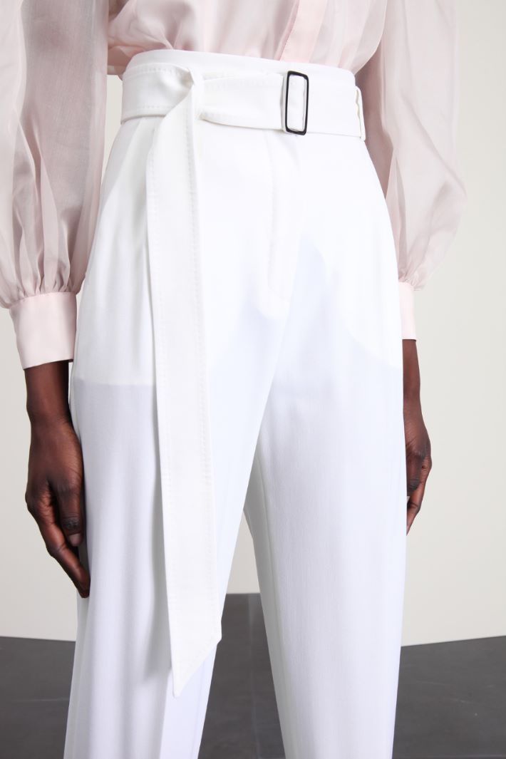 Pantaloni in crepé di lana - PANNA - Fashion Market - 2