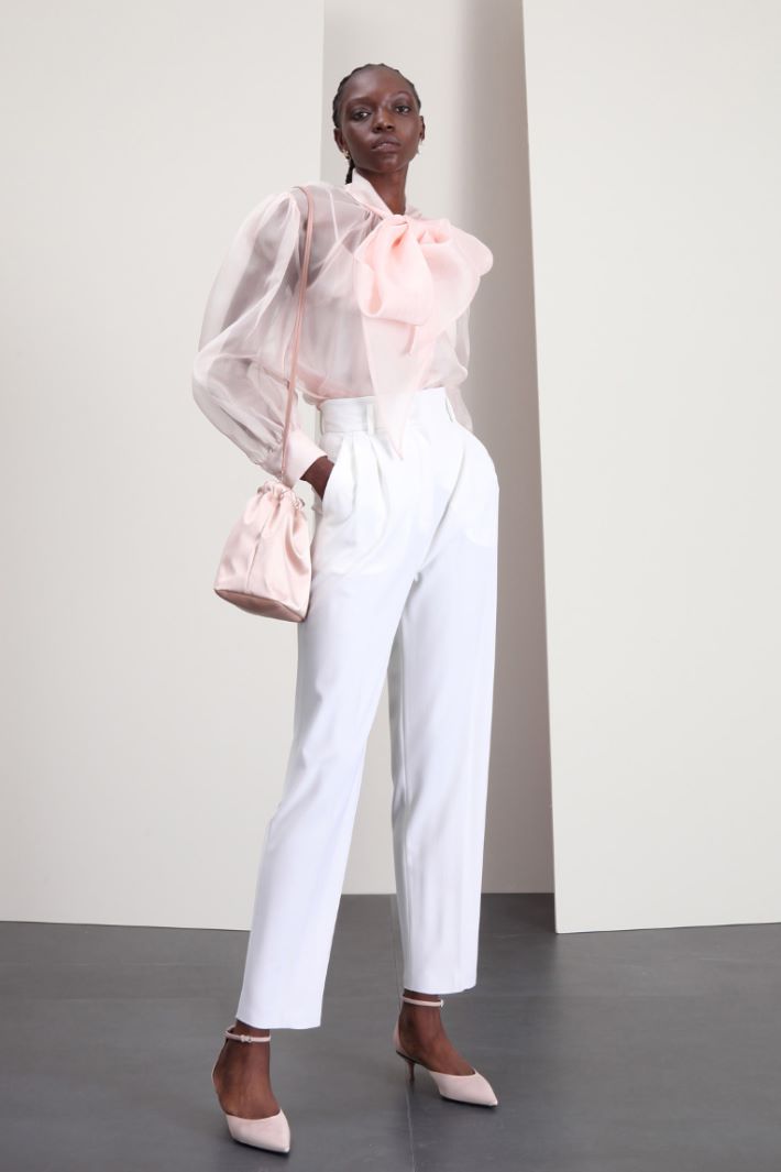 Pantaloni in crepé di lana - PANNA - Fashion Market