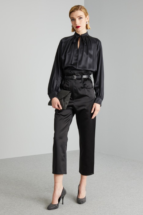 Pantaloni a vita alta in raso - Fashion Market