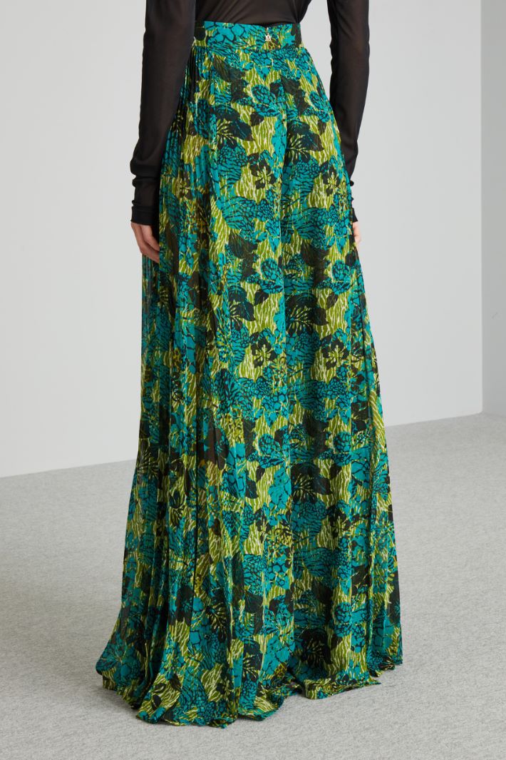 Pantaloni ampi in georgette - PAVONE VERDE NERO - Fashion Market - 4