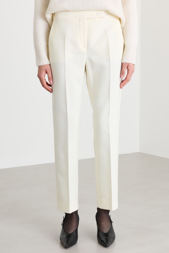 Pantalone dritti in lana - BIANCO - Fashion Market - 2
