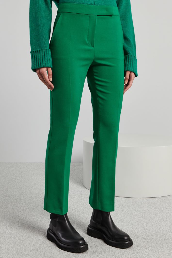 Pantaloni dritti in lana - VERDE PRATO - Fashion Market - 2