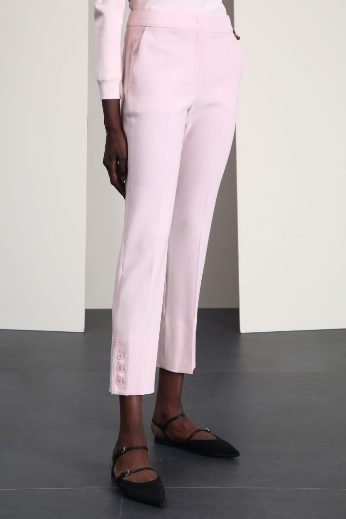 Pantaloni in crepé di lana - ROSA PASTELLO - Fashion Market - 4