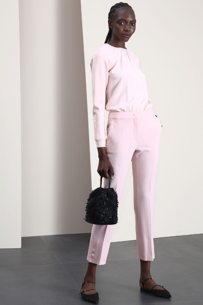 Pantaloni in crepé di lana - ROSA PASTELLO - Fashion Market