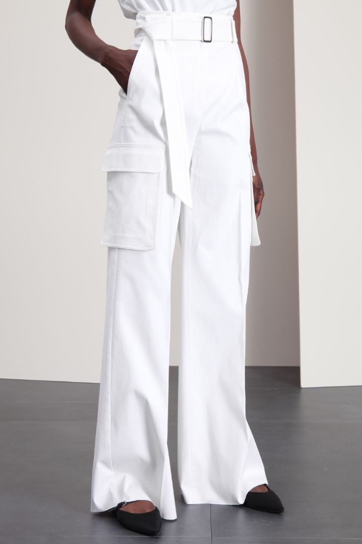 Pantaloni palazzo in gabardine - BIANCO - Fashion Market - 4