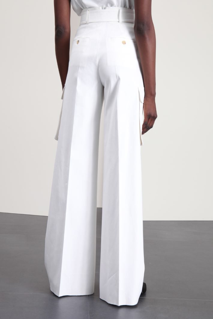 Pantaloni palazzo in gabardine - BIANCO - Fashion Market - 3