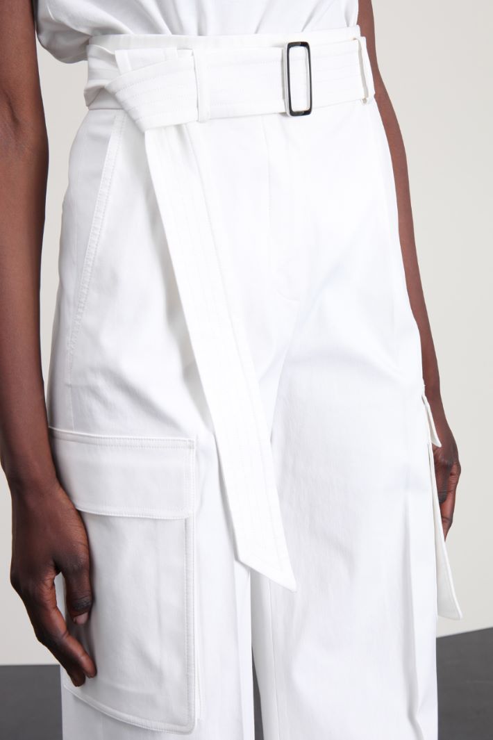 Pantaloni palazzo in gabardine - BIANCO - Fashion Market - 2