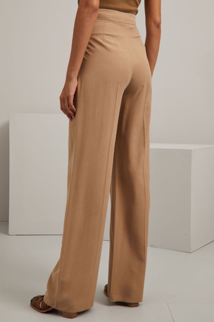 Pantaloni in tela di seta - NOCCIOLA - Fashion Market - 4