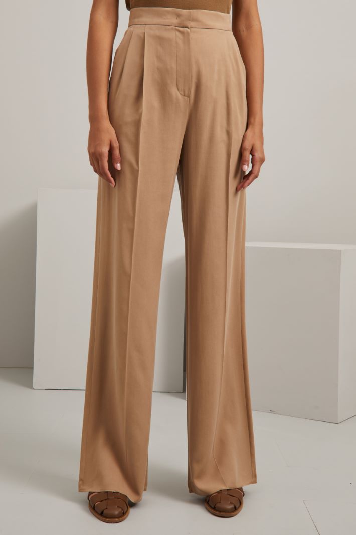 Pantaloni in tela di seta - NOCCIOLA - Fashion Market - 2