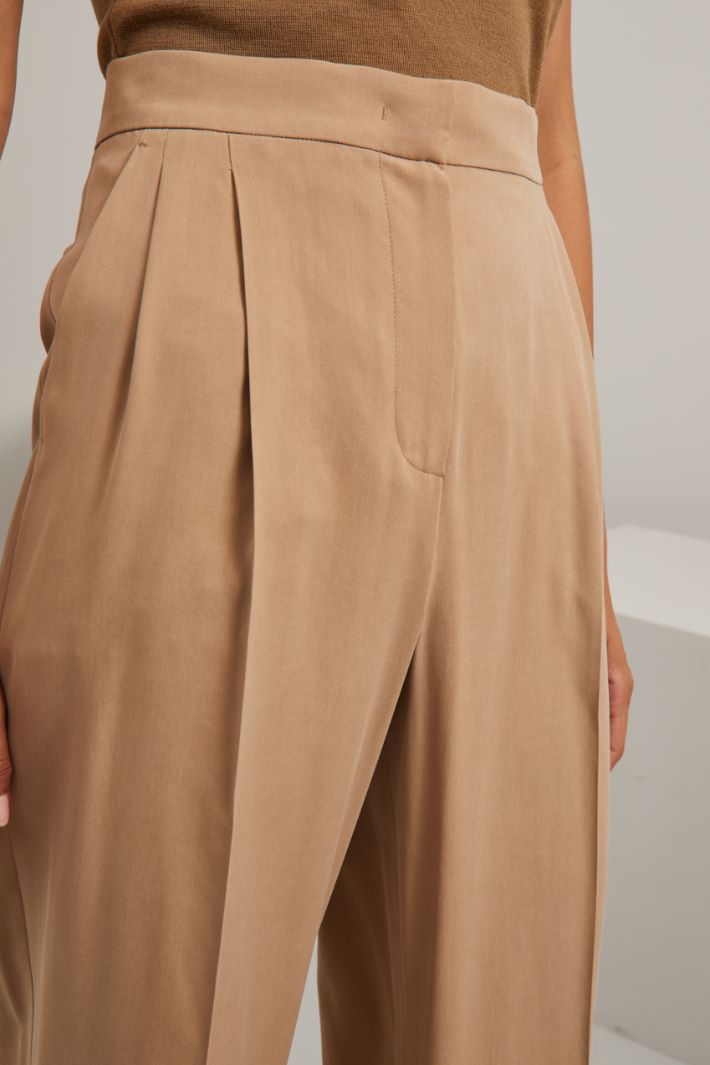 Pantaloni in tela di seta - NOCCIOLA - Fashion Market - 3